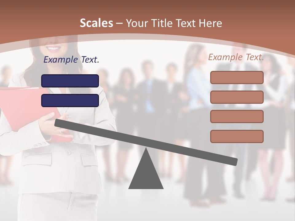 A Woman Holding A Red Folder In Front Of A Group Of People PowerPoint Template