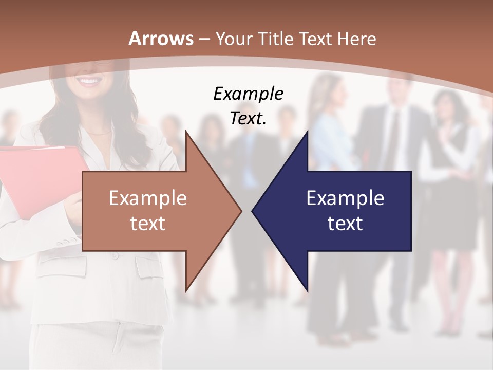 A Woman Holding A Red Folder In Front Of A Group Of People PowerPoint Template