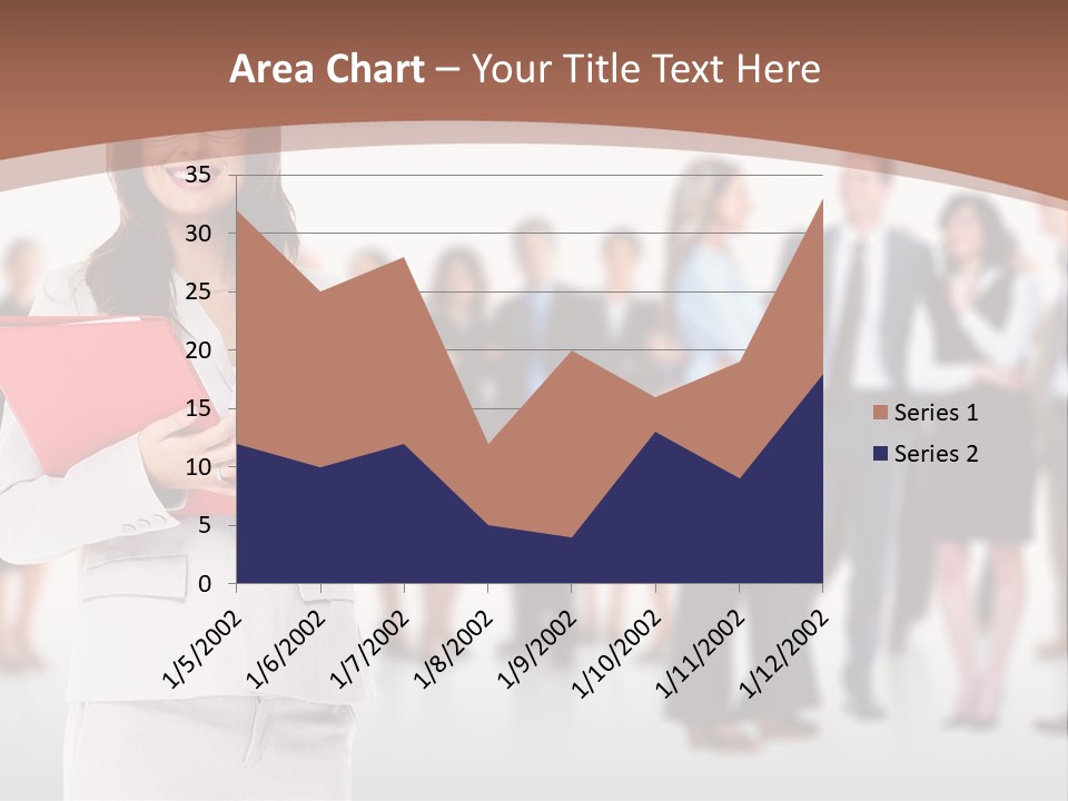 A Woman Holding A Red Folder In Front Of A Group Of People PowerPoint Template
