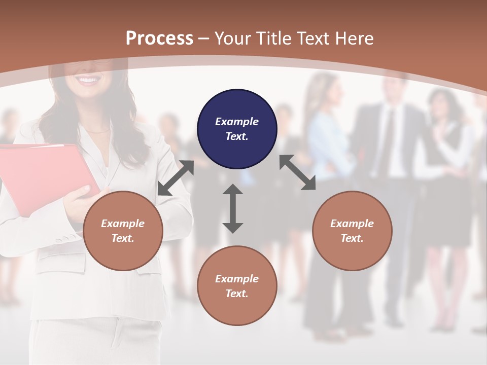 A Woman Holding A Red Folder In Front Of A Group Of People PowerPoint Template