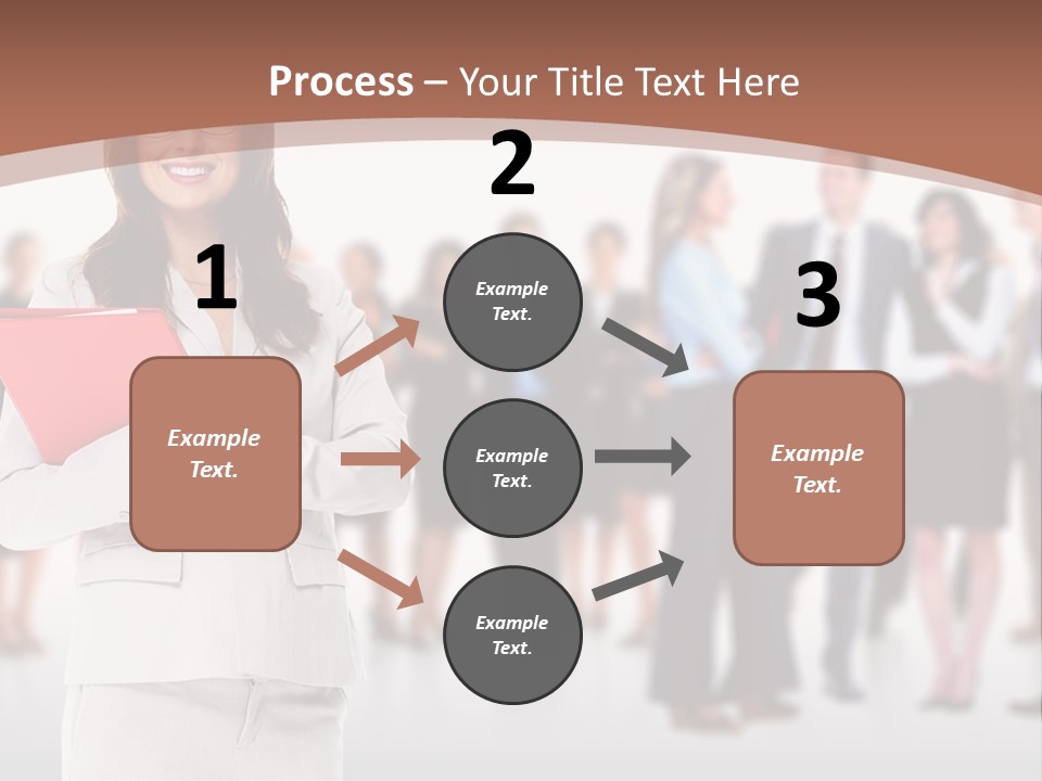 A Woman Holding A Red Folder In Front Of A Group Of People PowerPoint Template