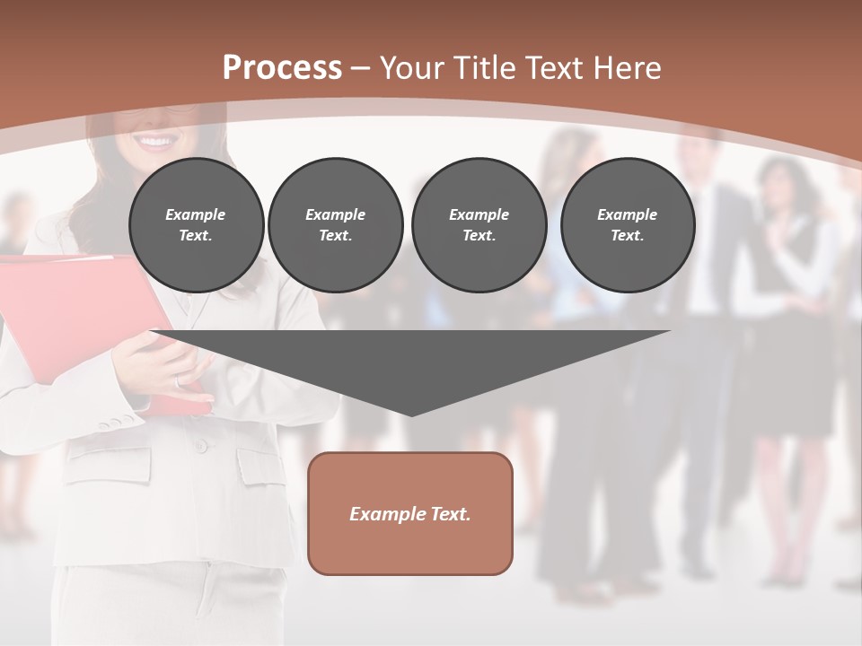 A Woman Holding A Red Folder In Front Of A Group Of People PowerPoint Template