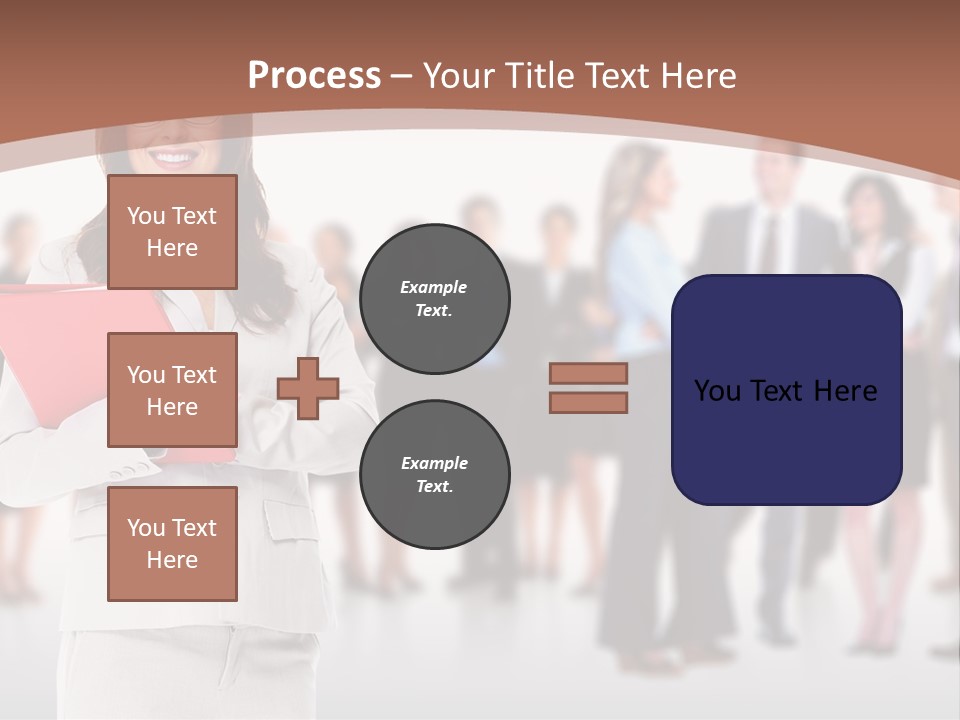 A Woman Holding A Red Folder In Front Of A Group Of People PowerPoint Template