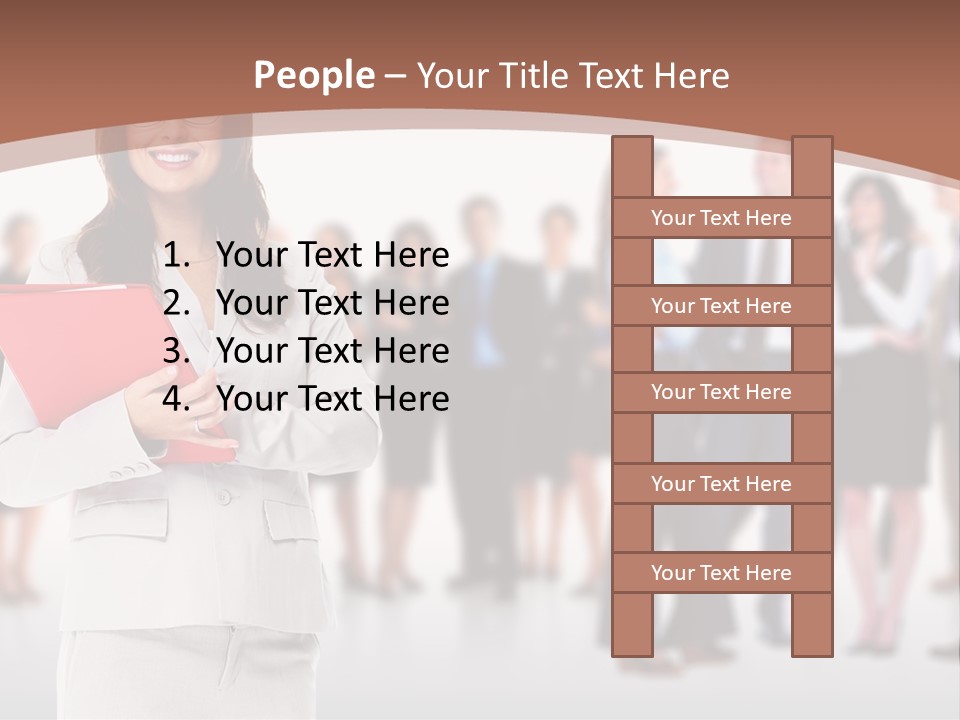 A Woman Holding A Red Folder In Front Of A Group Of People PowerPoint Template