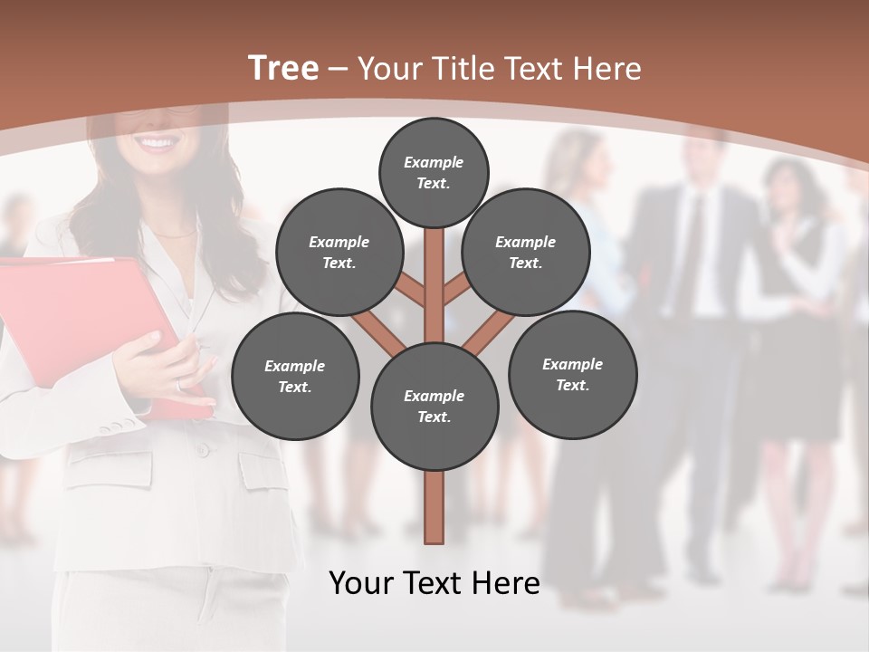 A Woman Holding A Red Folder In Front Of A Group Of People PowerPoint Template