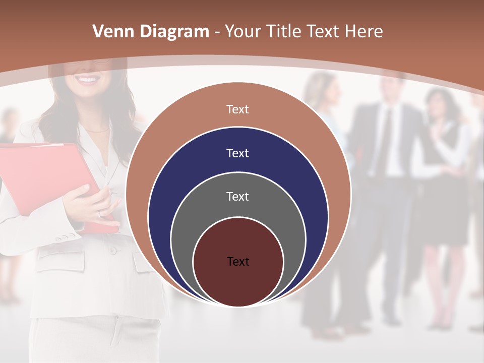 A Woman Holding A Red Folder In Front Of A Group Of People PowerPoint Template