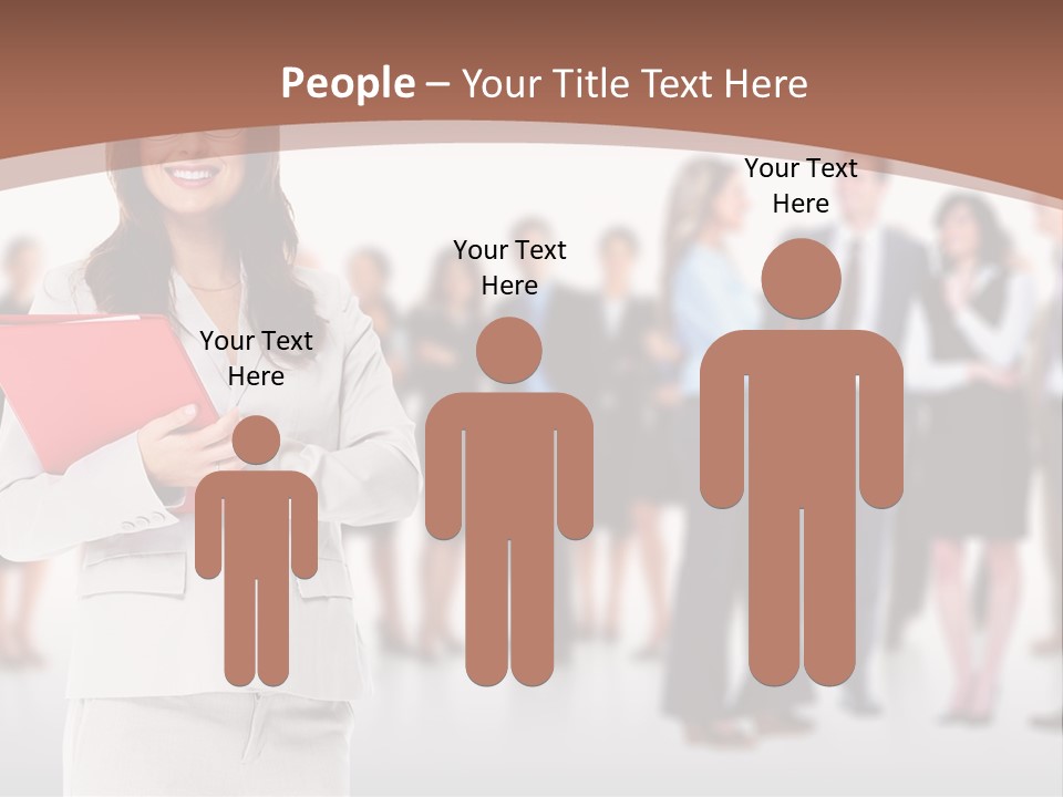A Woman Holding A Red Folder In Front Of A Group Of People PowerPoint Template