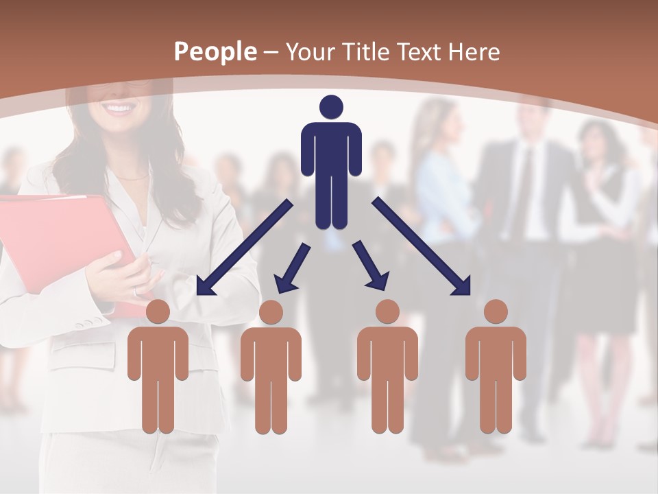 A Woman Holding A Red Folder In Front Of A Group Of People PowerPoint Template
