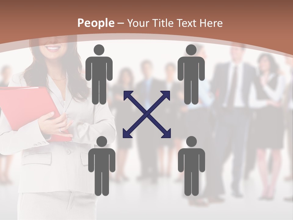 A Woman Holding A Red Folder In Front Of A Group Of People PowerPoint Template
