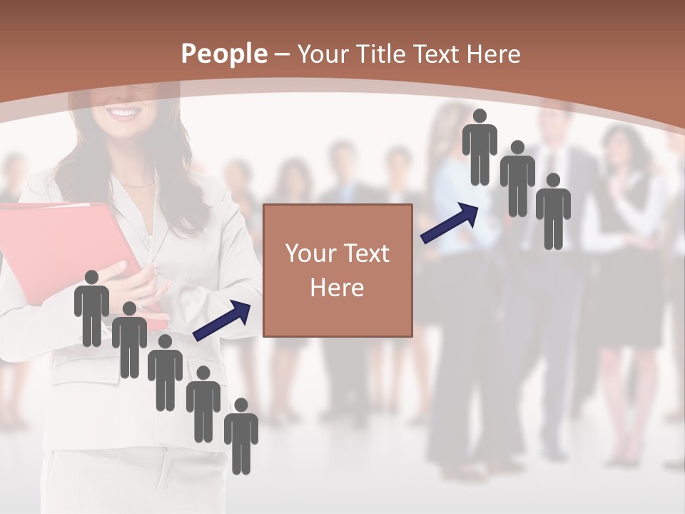 A Woman Holding A Red Folder In Front Of A Group Of People PowerPoint Template