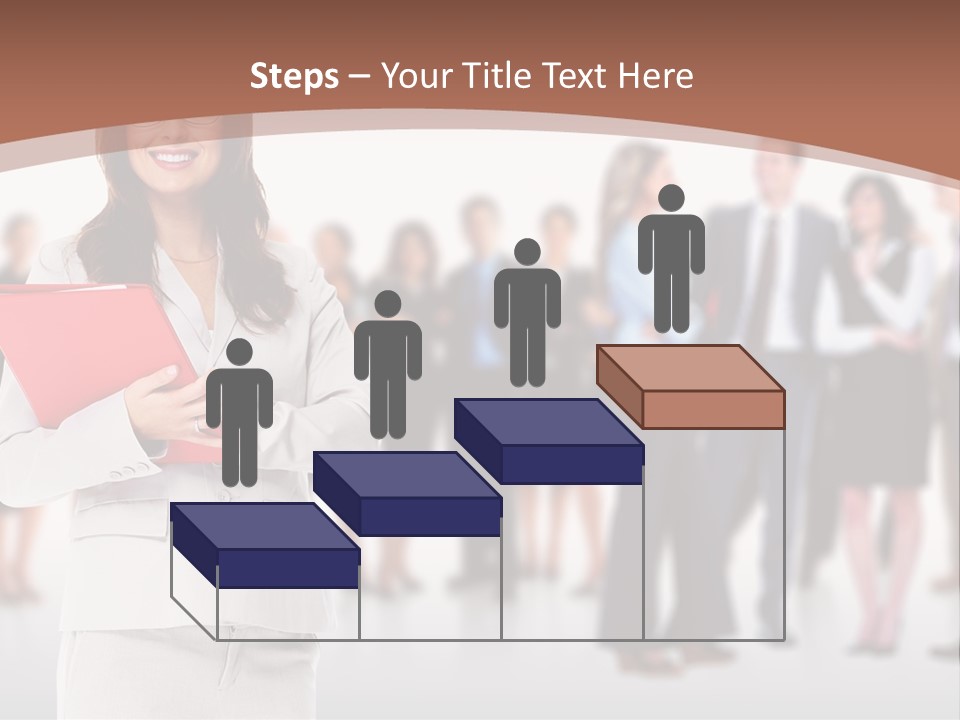 A Woman Holding A Red Folder In Front Of A Group Of People PowerPoint Template
