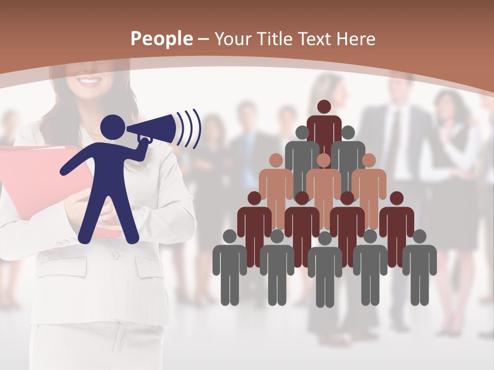 A Woman Holding A Red Folder In Front Of A Group Of People PowerPoint Template