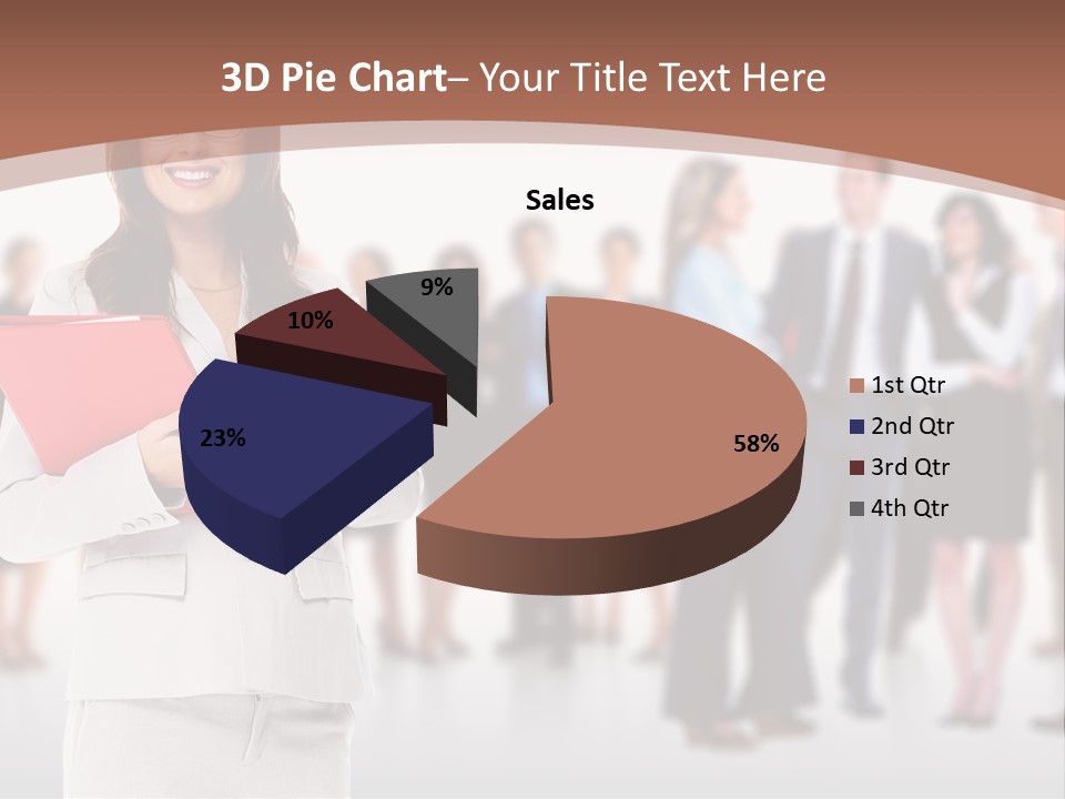 A Woman Holding A Red Folder In Front Of A Group Of People PowerPoint Template