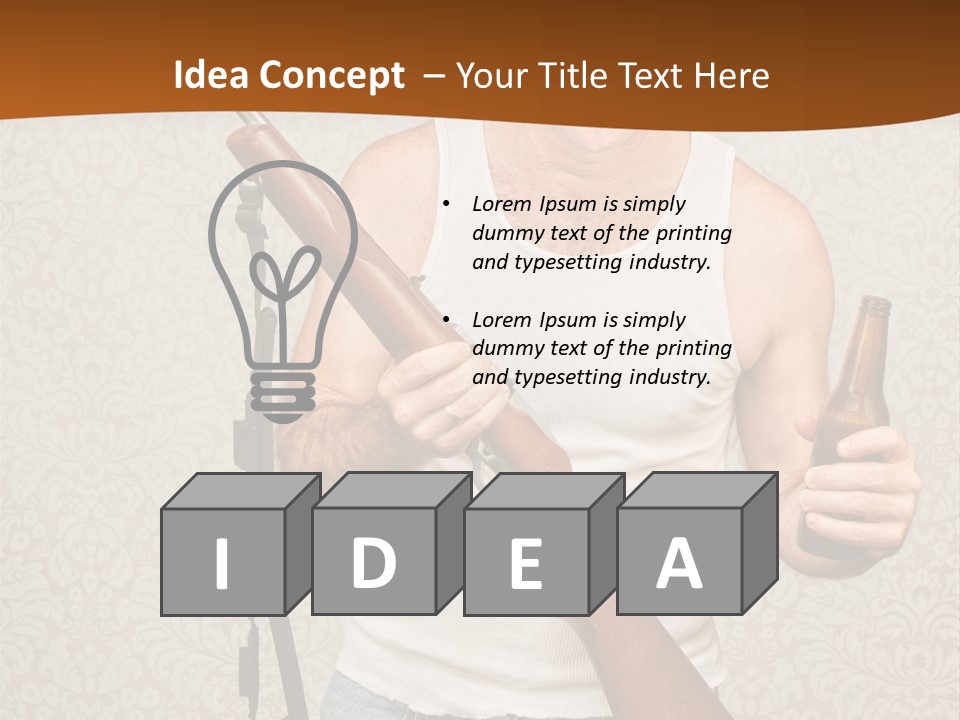A Man Holding A Rifle And A Bottle Of Beer PowerPoint Template