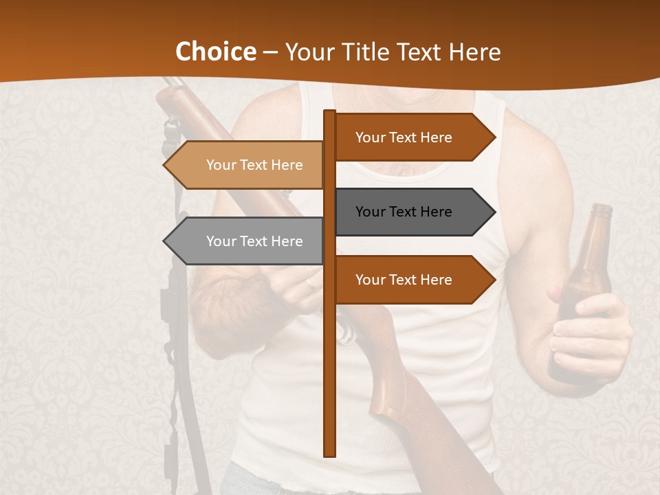 A Man Holding A Rifle And A Bottle Of Beer PowerPoint Template