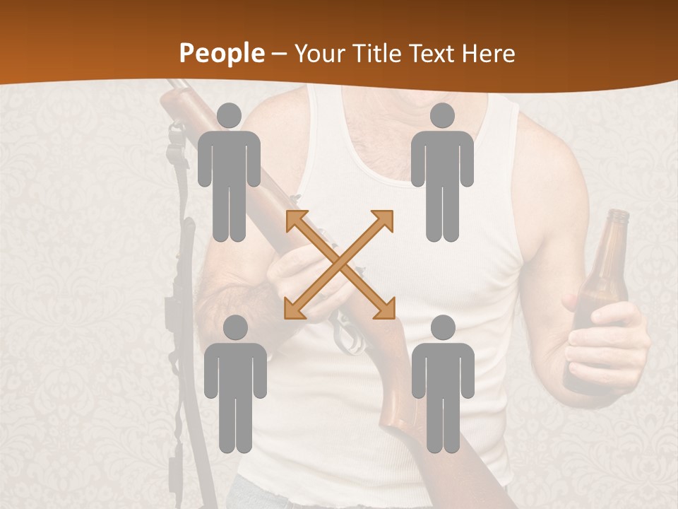 A Man Holding A Rifle And A Bottle Of Beer PowerPoint Template