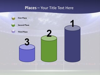 A Soccer Ball On A Soccer Field With A Stadium In The Background PowerPoint Template