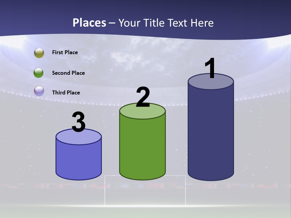 A Soccer Ball On A Soccer Field With A Stadium In The Background PowerPoint Template