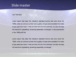 A Soccer Ball On A Soccer Field With A Stadium In The Background PowerPoint Template