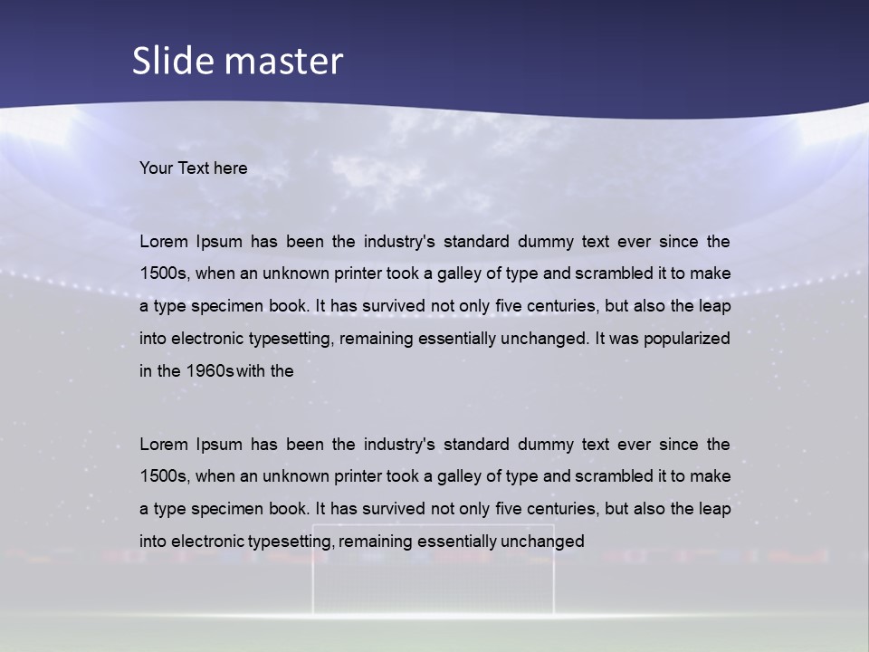 A Soccer Ball On A Soccer Field With A Stadium In The Background PowerPoint Template