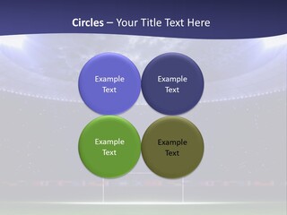A Soccer Ball On A Soccer Field With A Stadium In The Background PowerPoint Template