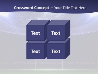 A Soccer Ball On A Soccer Field With A Stadium In The Background PowerPoint Template