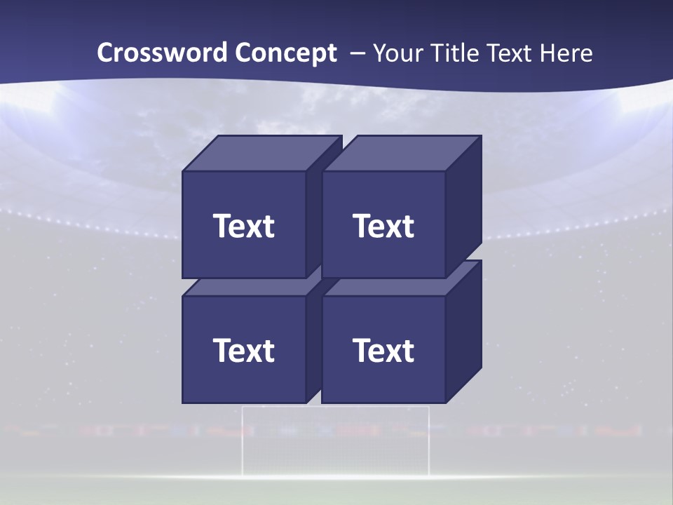 A Soccer Ball On A Soccer Field With A Stadium In The Background PowerPoint Template