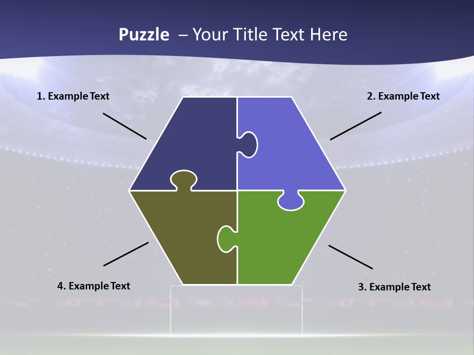 A Soccer Ball On A Soccer Field With A Stadium In The Background PowerPoint Template