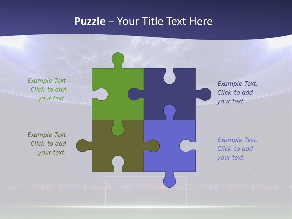 A Soccer Ball On A Soccer Field With A Stadium In The Background PowerPoint Template