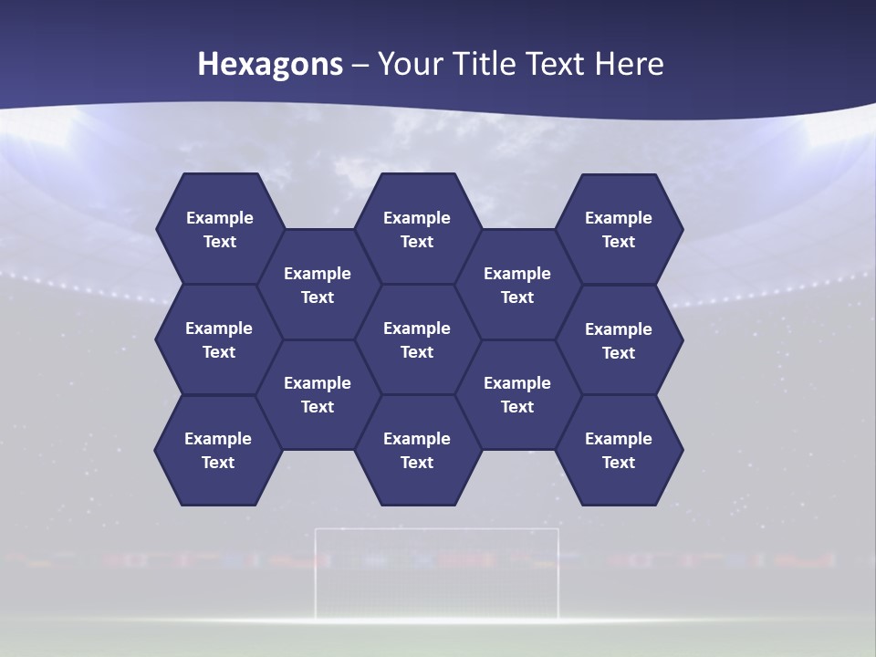 A Soccer Ball On A Soccer Field With A Stadium In The Background PowerPoint Template