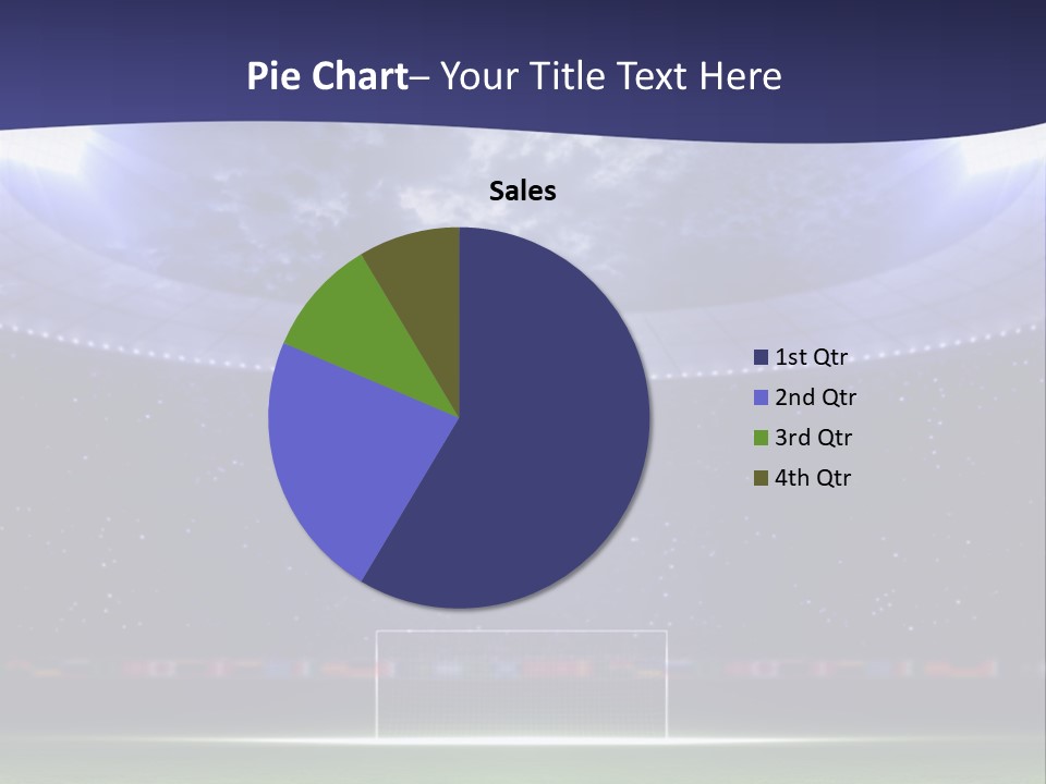 A Soccer Ball On A Soccer Field With A Stadium In The Background PowerPoint Template