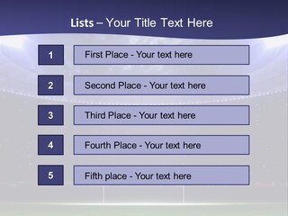 A Soccer Ball On A Soccer Field With A Stadium In The Background PowerPoint Template