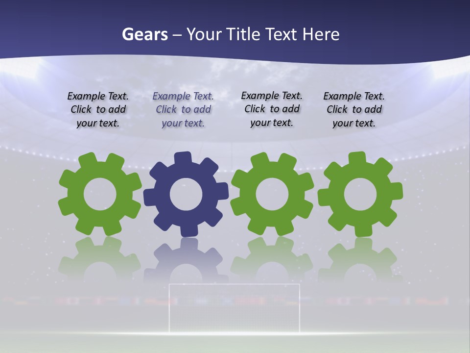 A Soccer Ball On A Soccer Field With A Stadium In The Background PowerPoint Template