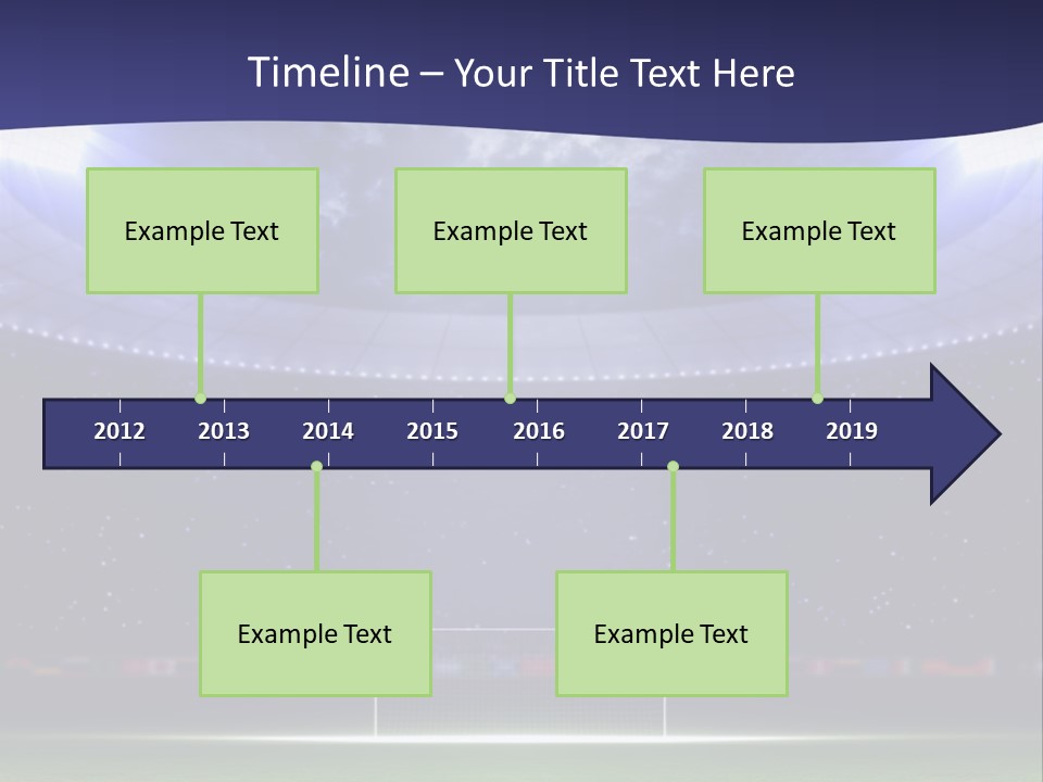 A Soccer Ball On A Soccer Field With A Stadium In The Background PowerPoint Template