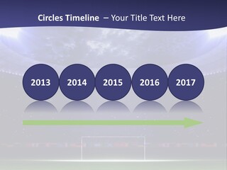 A Soccer Ball On A Soccer Field With A Stadium In The Background PowerPoint Template