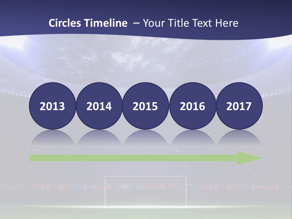 A Soccer Ball On A Soccer Field With A Stadium In The Background PowerPoint Template