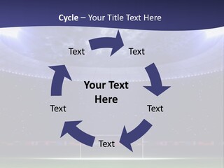 A Soccer Ball On A Soccer Field With A Stadium In The Background PowerPoint Template