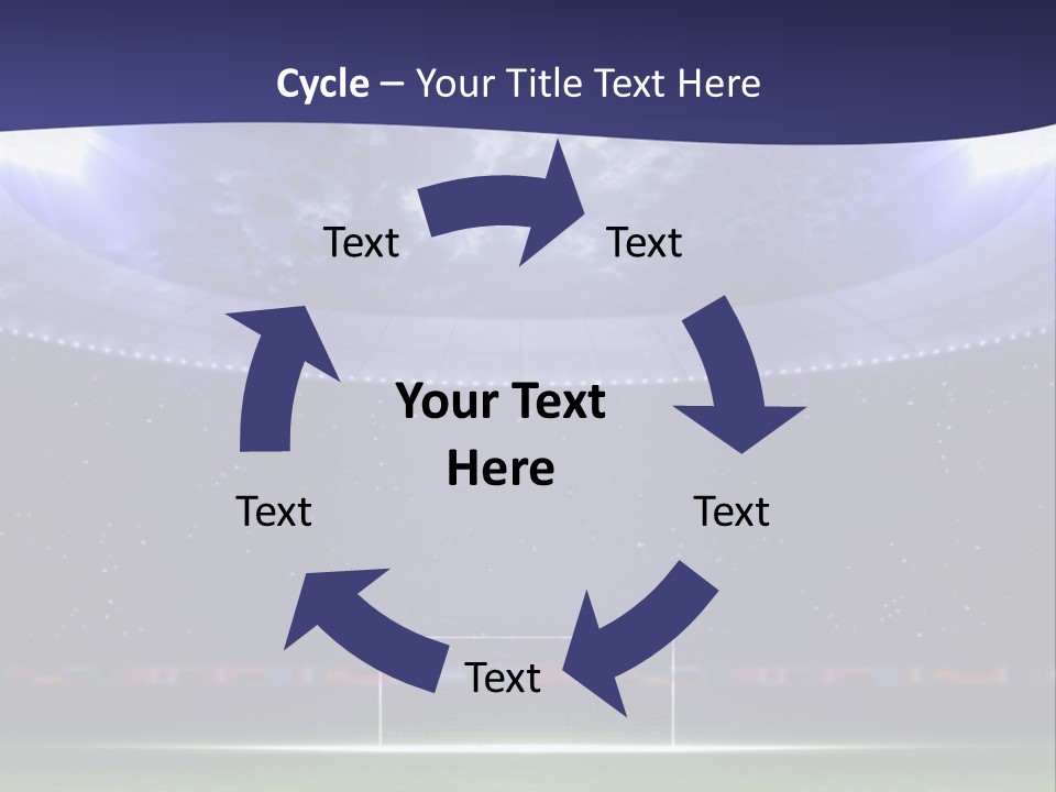 A Soccer Ball On A Soccer Field With A Stadium In The Background PowerPoint Template