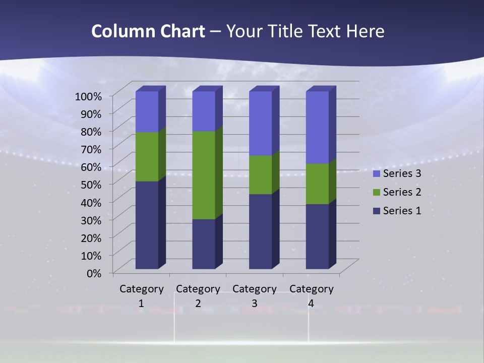 A Soccer Ball On A Soccer Field With A Stadium In The Background PowerPoint Template