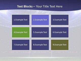 A Soccer Ball On A Soccer Field With A Stadium In The Background PowerPoint Template