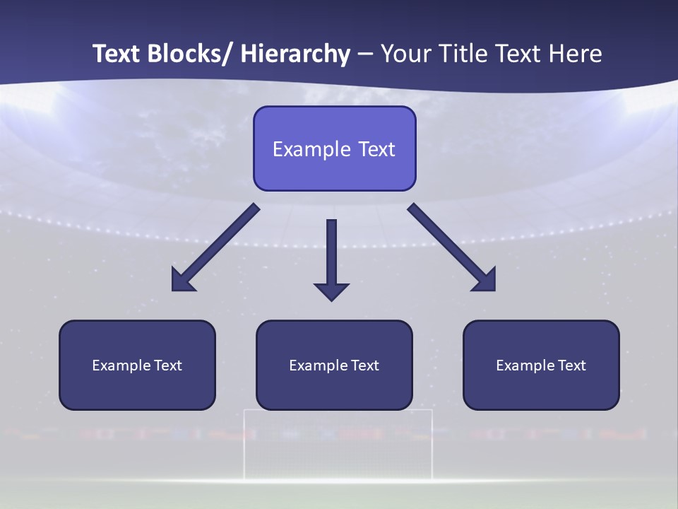 A Soccer Ball On A Soccer Field With A Stadium In The Background PowerPoint Template