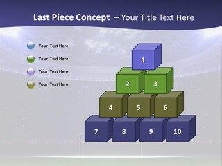 A Soccer Ball On A Soccer Field With A Stadium In The Background PowerPoint Template