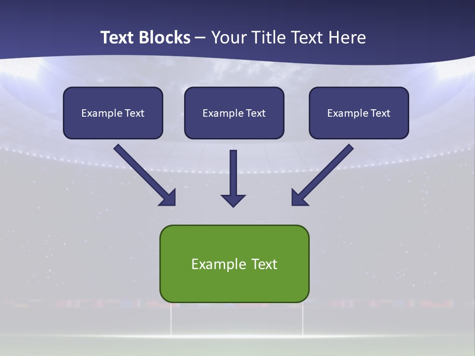 A Soccer Ball On A Soccer Field With A Stadium In The Background PowerPoint Template