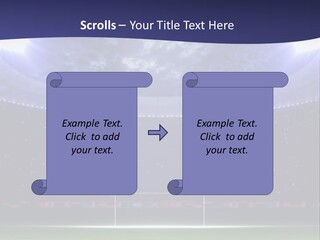 A Soccer Ball On A Soccer Field With A Stadium In The Background PowerPoint Template