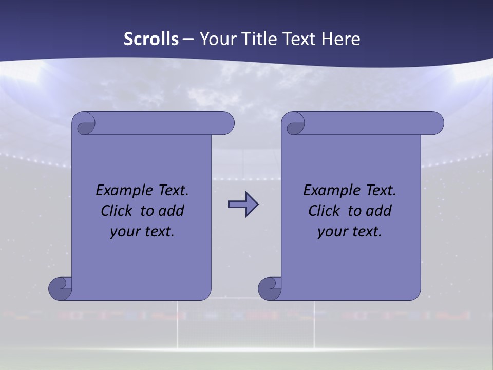 A Soccer Ball On A Soccer Field With A Stadium In The Background PowerPoint Template