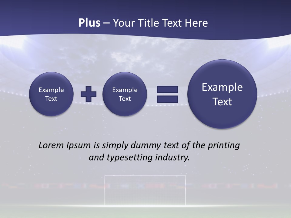 A Soccer Ball On A Soccer Field With A Stadium In The Background PowerPoint Template