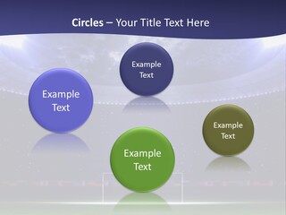 A Soccer Ball On A Soccer Field With A Stadium In The Background PowerPoint Template