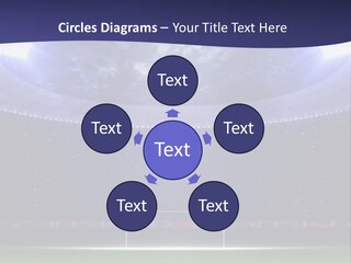 A Soccer Ball On A Soccer Field With A Stadium In The Background PowerPoint Template