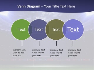 A Soccer Ball On A Soccer Field With A Stadium In The Background PowerPoint Template