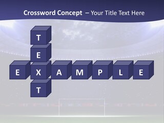 A Soccer Ball On A Soccer Field With A Stadium In The Background PowerPoint Template